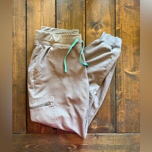 Figs Graphite Zamora Jogger scrubs with Teal Drawstring